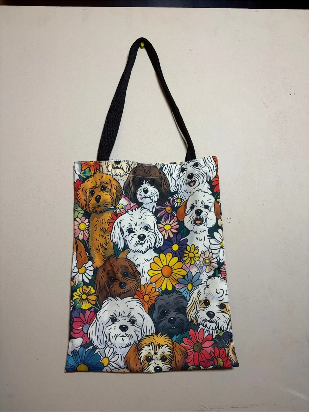 Maltese Colorful Flower Tote Bag